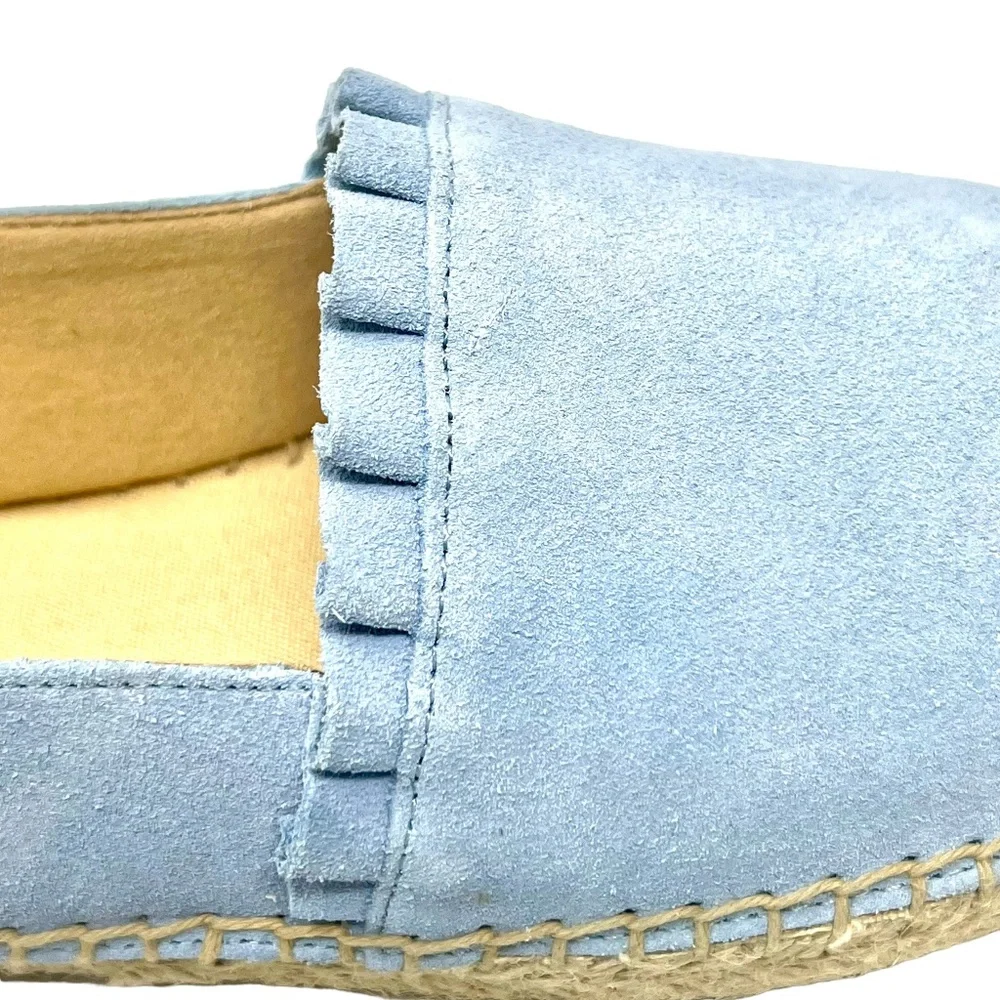 Talbots women's Izzy Light Blue Suede Espadrille Slip On Flats size 8